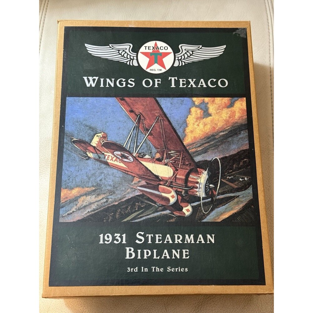 1931 Stearman Biplane WINGS OF TEXACO 3rd in Series Die-cast Metal Coin Bank NEW